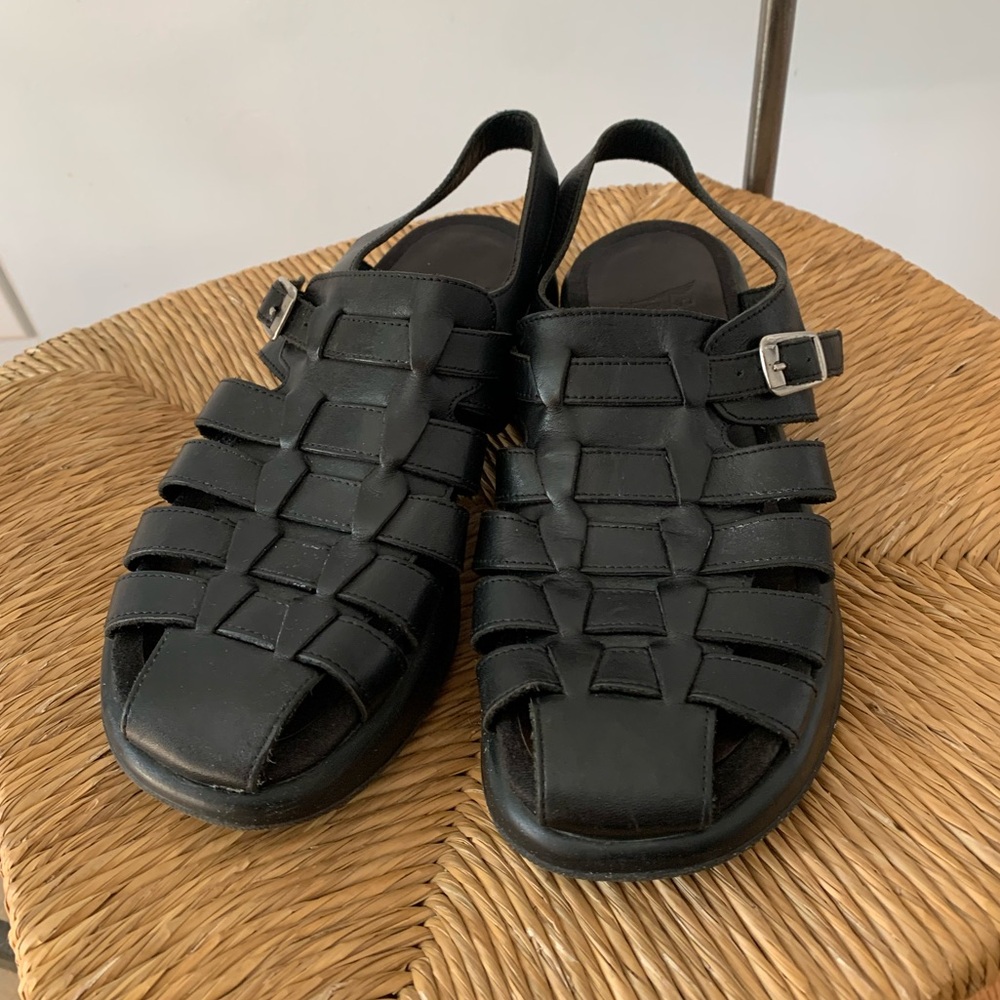 Dansko Black Leather Fisherman Sandals